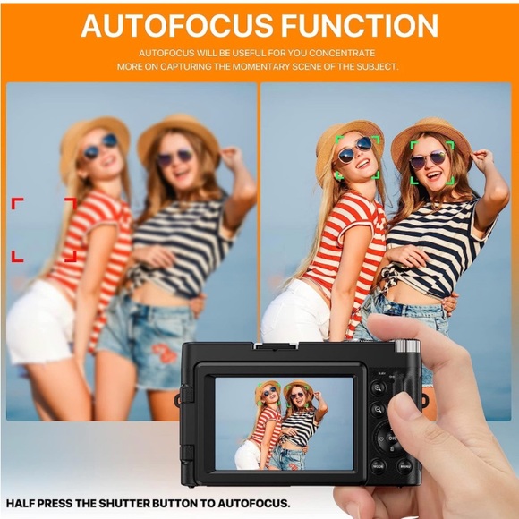 4K Digital Camera for Photography with 3'' 180°Flip Screen, Autofocus 48MP Vlogg - Picture 2 of 6